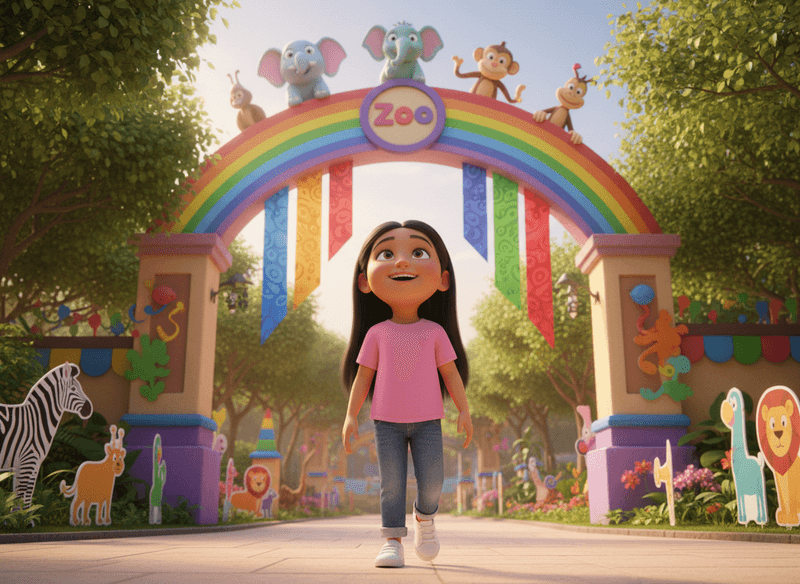 Maya arriving at the zoo